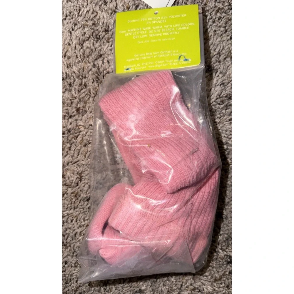 Y2K Genuine Baby OshKosh 6M 3Pc Denim Jumper Pink Top Tights‎ Set NWT Target